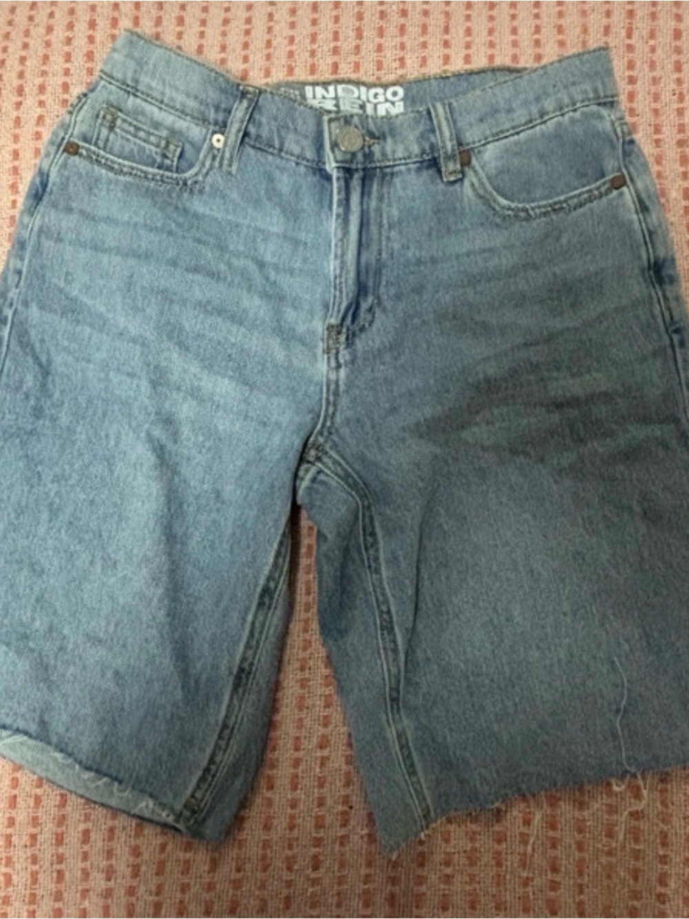 Indigo Rein Light Blue Denim Shorts with Contrast Stitching
